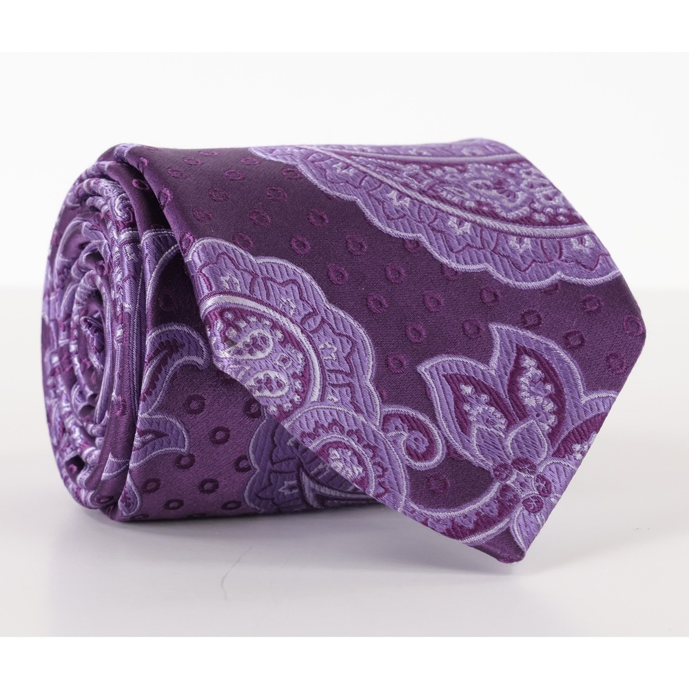 Robert Talbott Silk Necktie Tie Purple Paisley Floral Made in USA Preppy